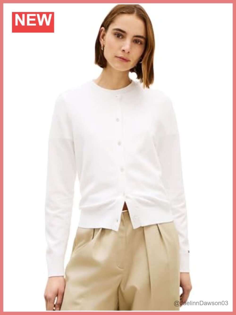 Cotton Crew Neck Cardigan Sweater Lightweight Button Down Knit